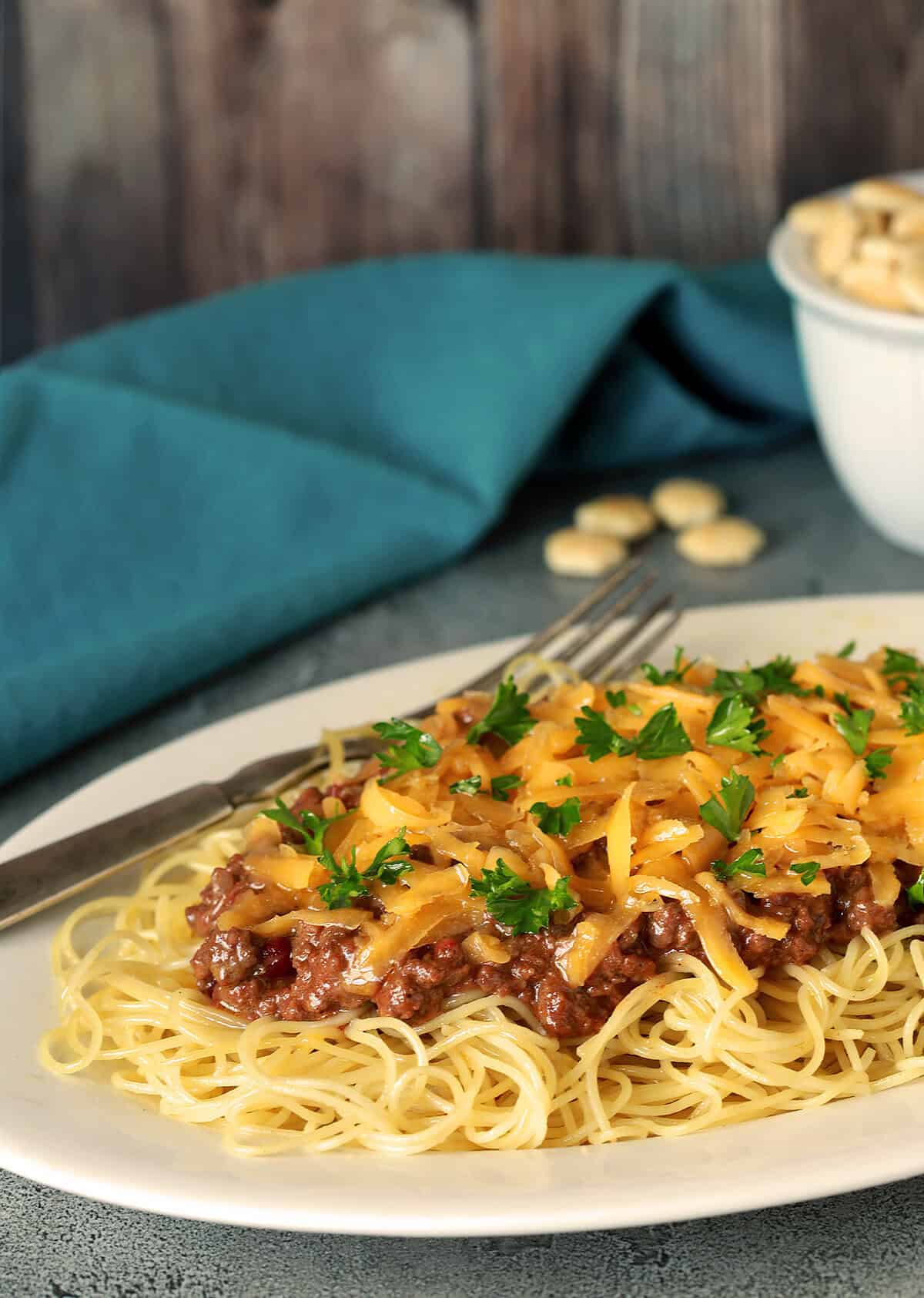 Cincinnati Chili with Spaghetti and Cheddar Cheese Creative Culinary