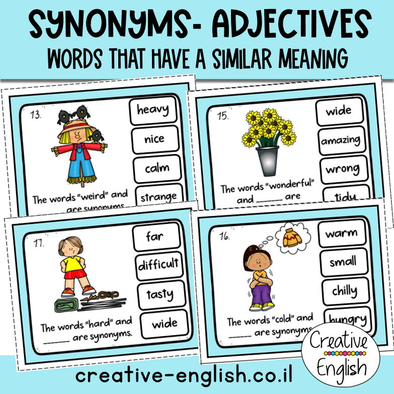Synonyms (Adjectives) Clip Cards Creative English