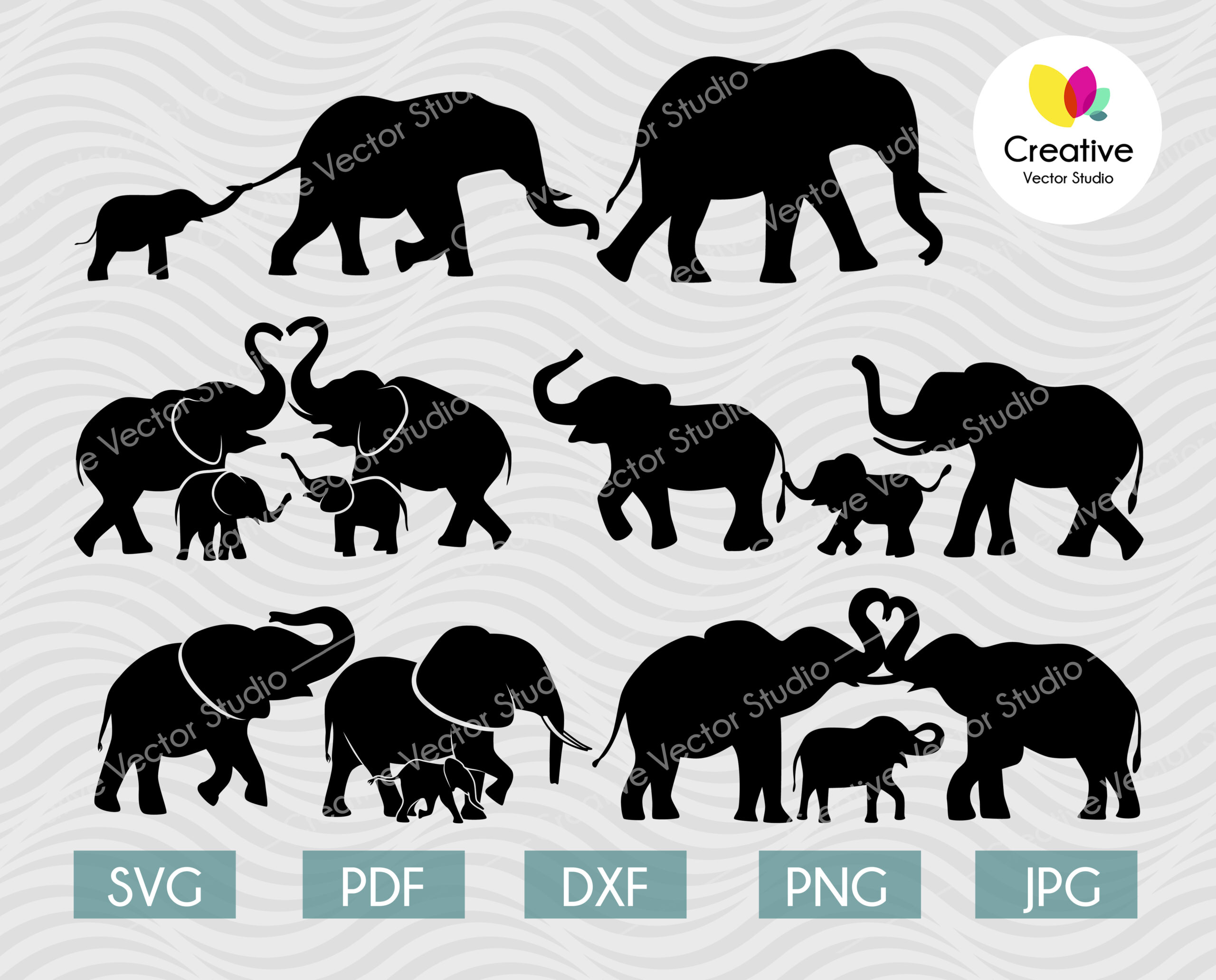 Elephant Family SVG Bundle CreativeVectorStudio