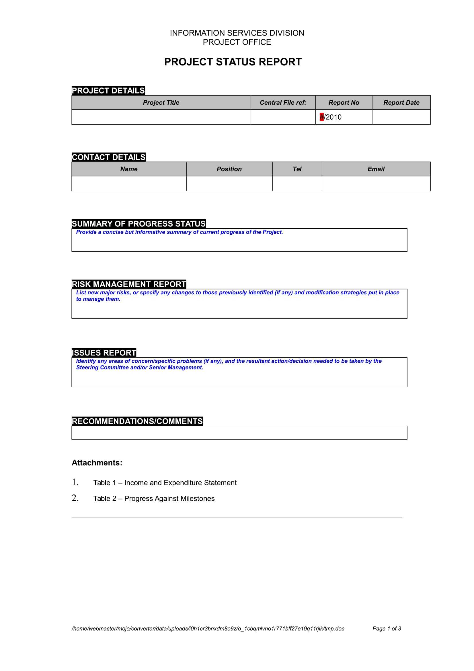 Progress Report Template Doc Great Cretive Templates