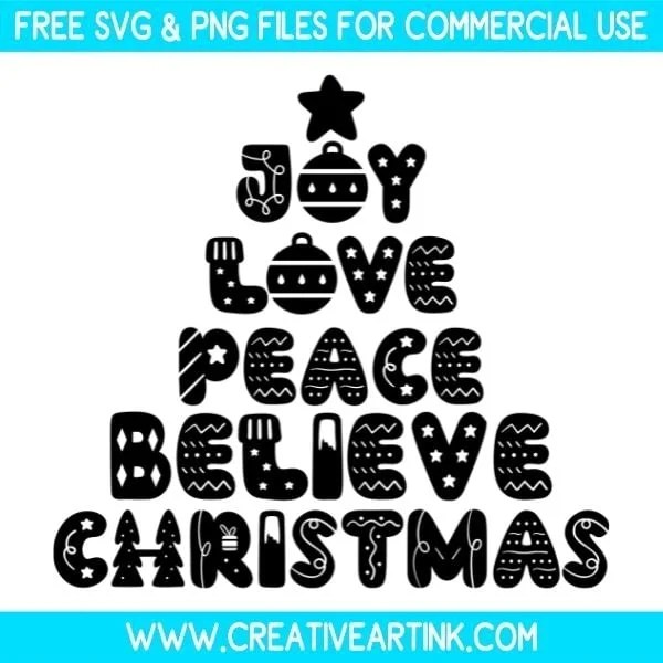 Christmas Tree Words SVG Free SVG Creativeartink