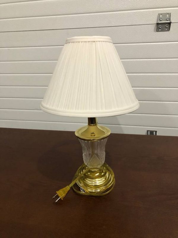 Small Brass and Crystal Lamp with Cream Pleated Shade Creative Bargains