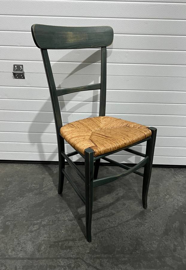 Forest Green Wooden Desk Chair with Wicker Seat Creative Bargains