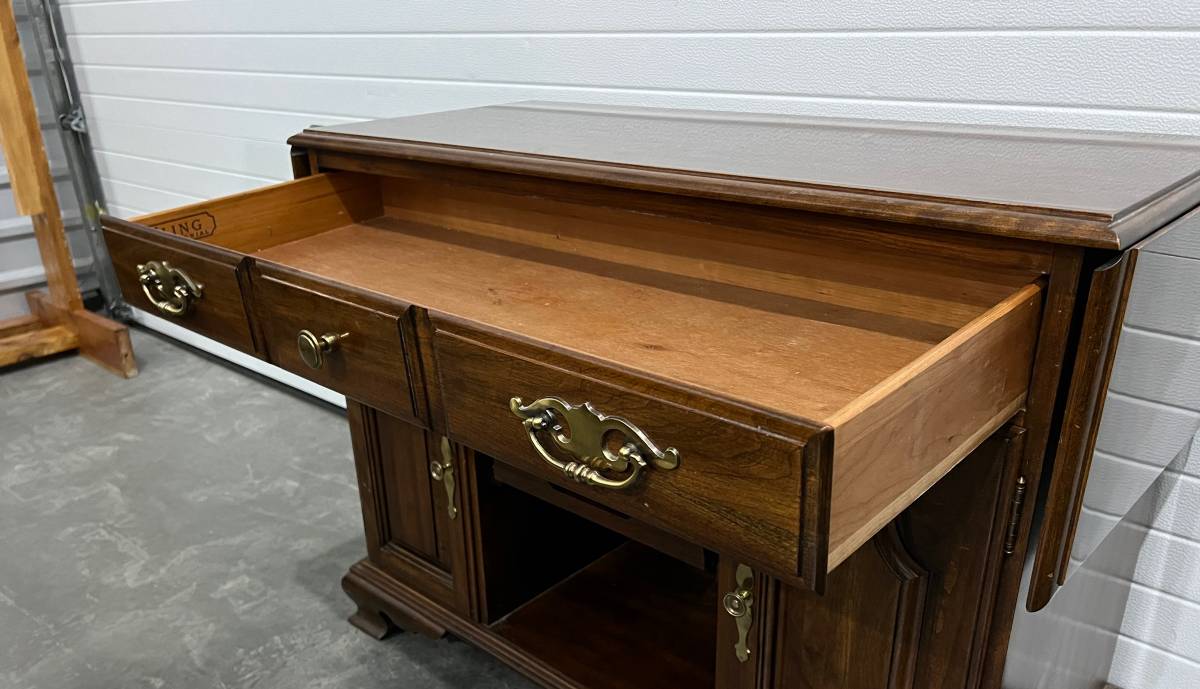 Vintage Kling Colonial Solid Wood Drop Leaf Buffet Creative Bargains