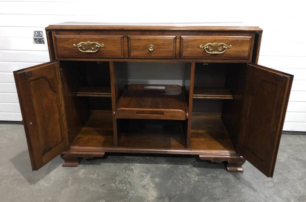 Vintage Kling Colonial Solid Wood Drop Leaf Buffet Creative Bargains