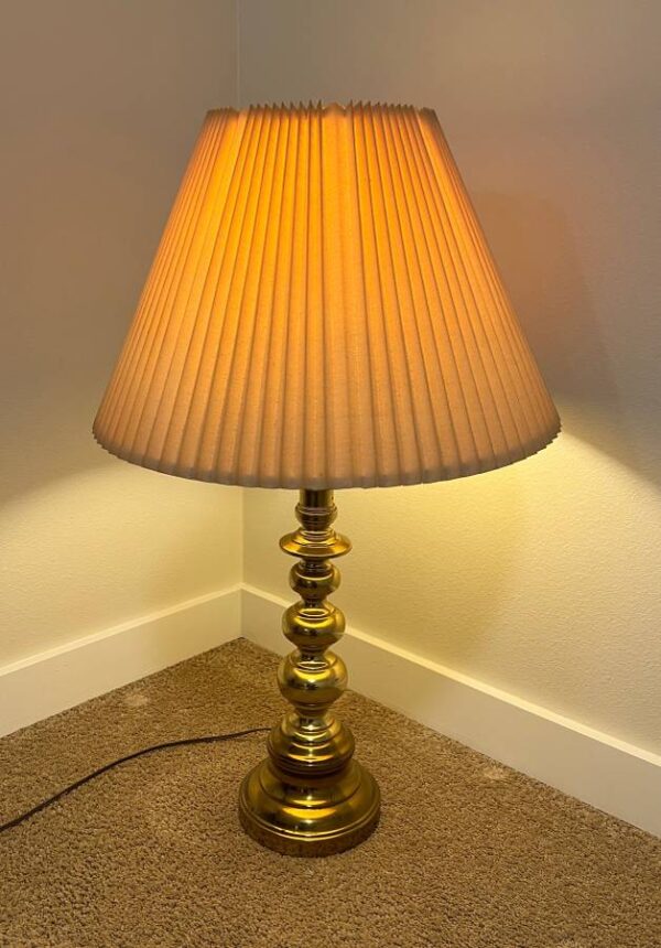 Antique Brass Table Lamp with Beige Pleated Shade Creative Bargains