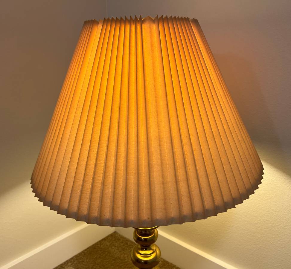 Antique Brass Table Lamp with Beige Pleated Shade Creative Bargains