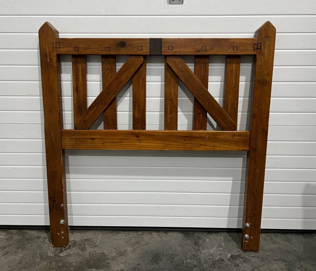 Rustic Solid Wood Twin Headboard with Vertical and Angled Slats