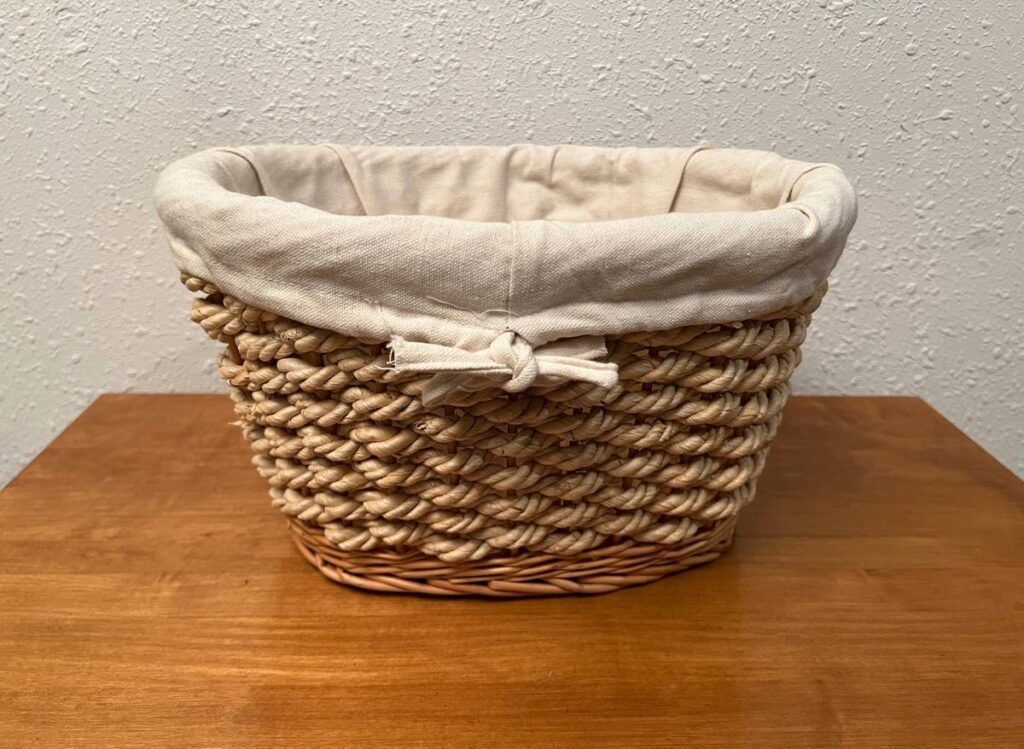 Heavy Duty Oval Wicker Basket with Beige Cloth Liner Creative Bargains