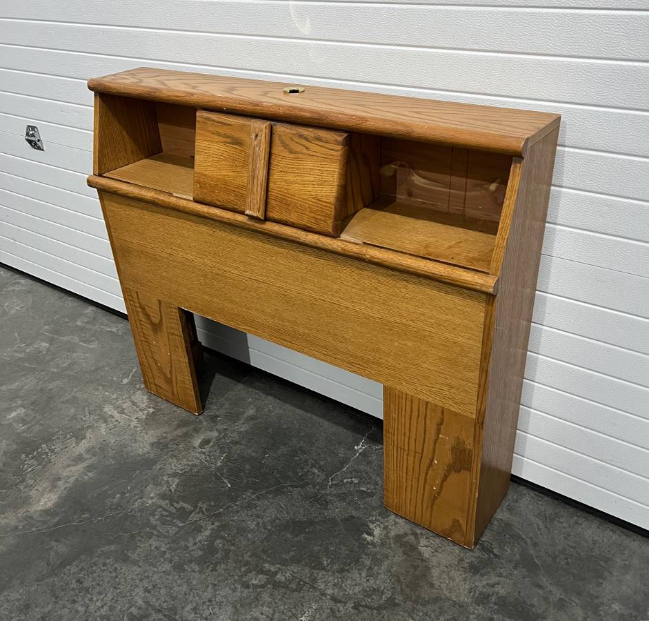 Quality Solid Oak Twin Headboard with Sliding Door Creative Bargains