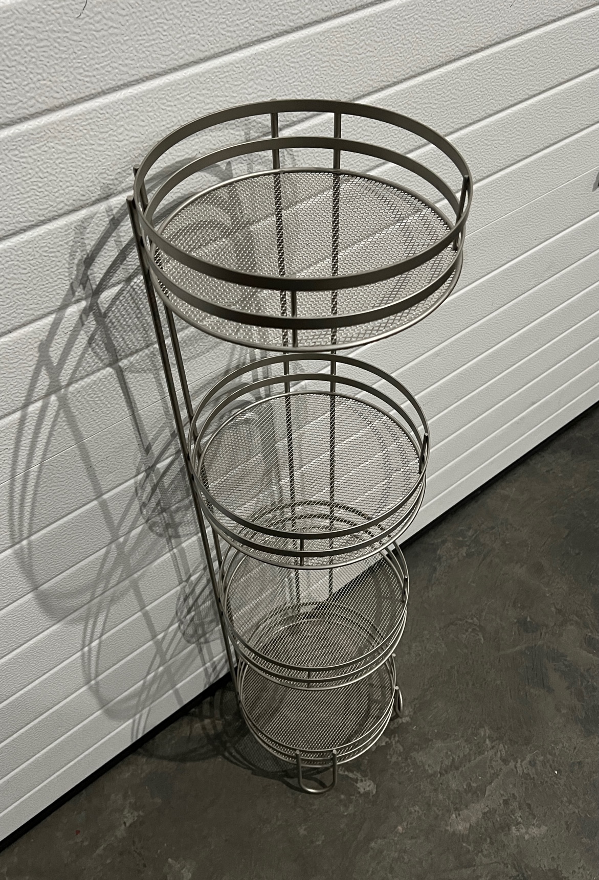 Round Light Gray Metal and Mesh 4 Tier Bathroom Stand Creative Bargains