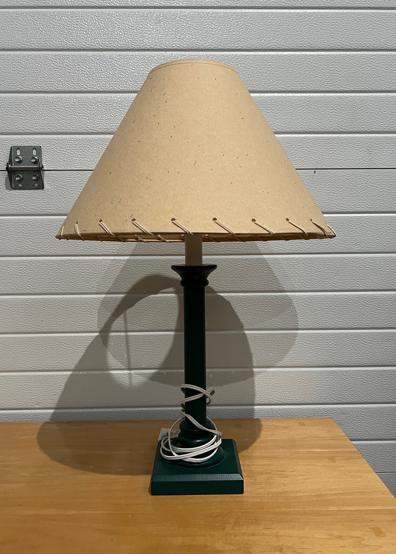 Forest Green Table Lamp with Rustic Laced Shade Creative Bargains