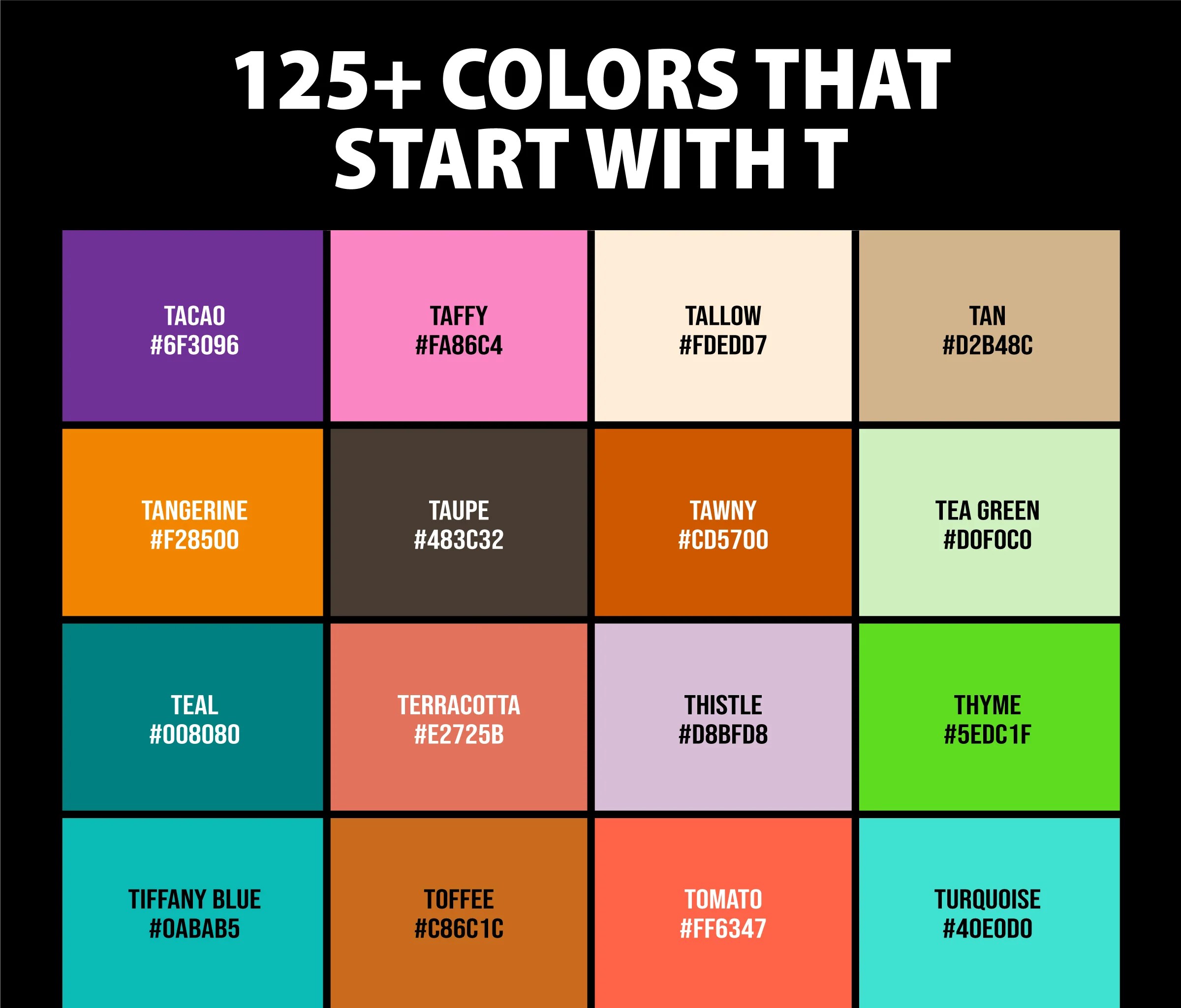 125+ Colors that Start with T (Names and Color Codes) CreativeBooster