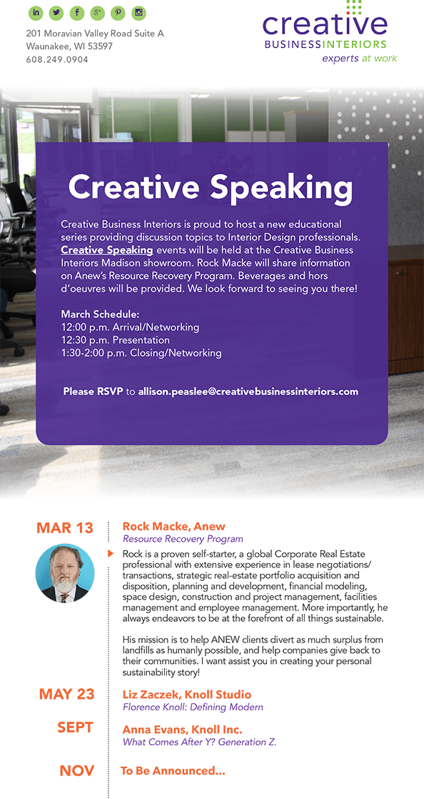 Educational Speaker Series Creative Business Interiors Madison