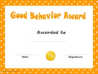 Good Behavior Award Certificates