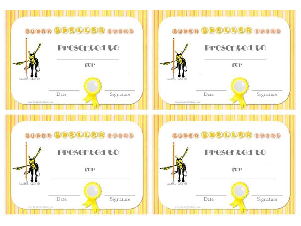 FREE Spelling Bee Certificate Templates - Customize Online