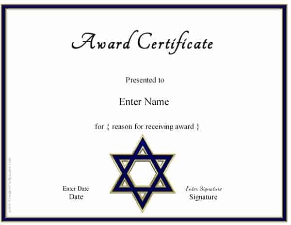 Free Customizable &amp; Printable Jewish Certificates