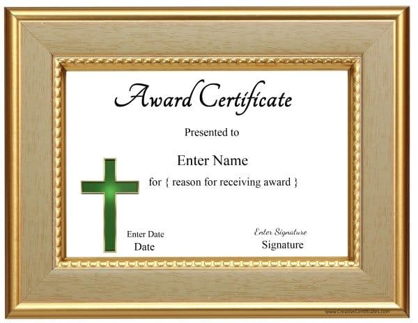 Christian Certificate Template Customizable