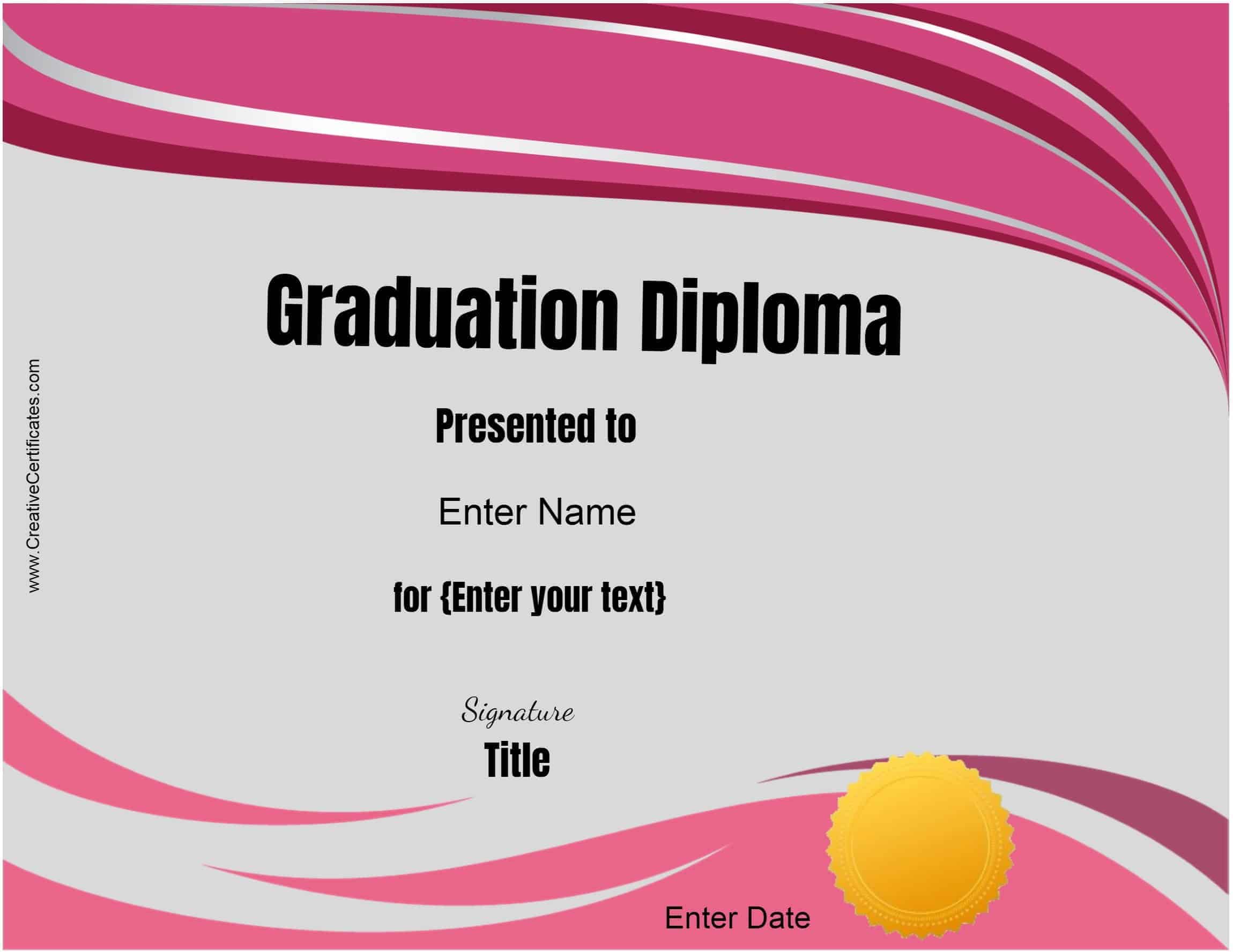 Free Customizable &amp; Printable Diploma Template