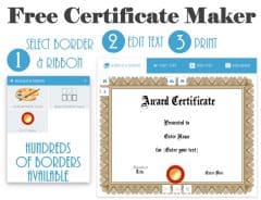 Free Certificate Templates | Edit Online &amp; Print at Home | Instant Download