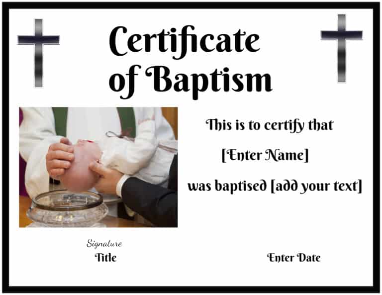 Free Printable Baptism Certificate Customizable