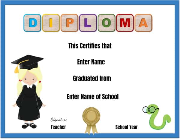 Free Printable Pre K Graduation - Diploma 