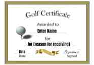 Free Printable Golf Certificates Customizable Free Printable Golf Certificates Customizable