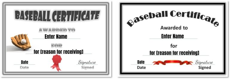 Free Editable Baseball Certificates - Customize Online & Print at Home