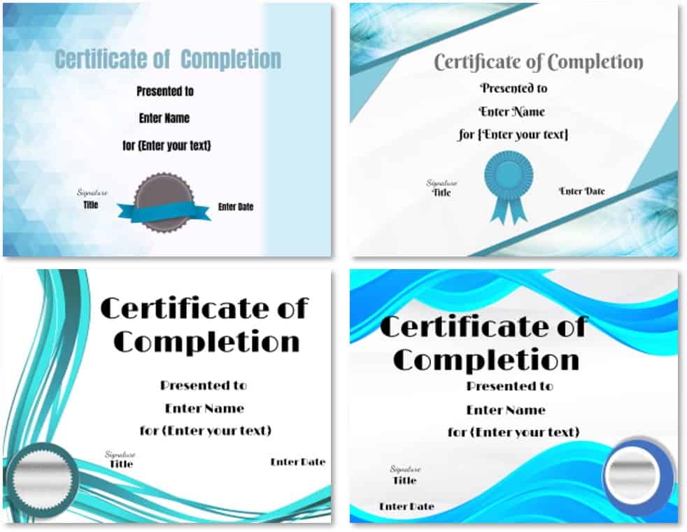 Free Certificate Of Completion Customize Online Instant Download