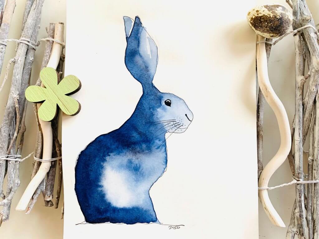 AquarellOsterkarte Der freundliche Hase • Creative Club