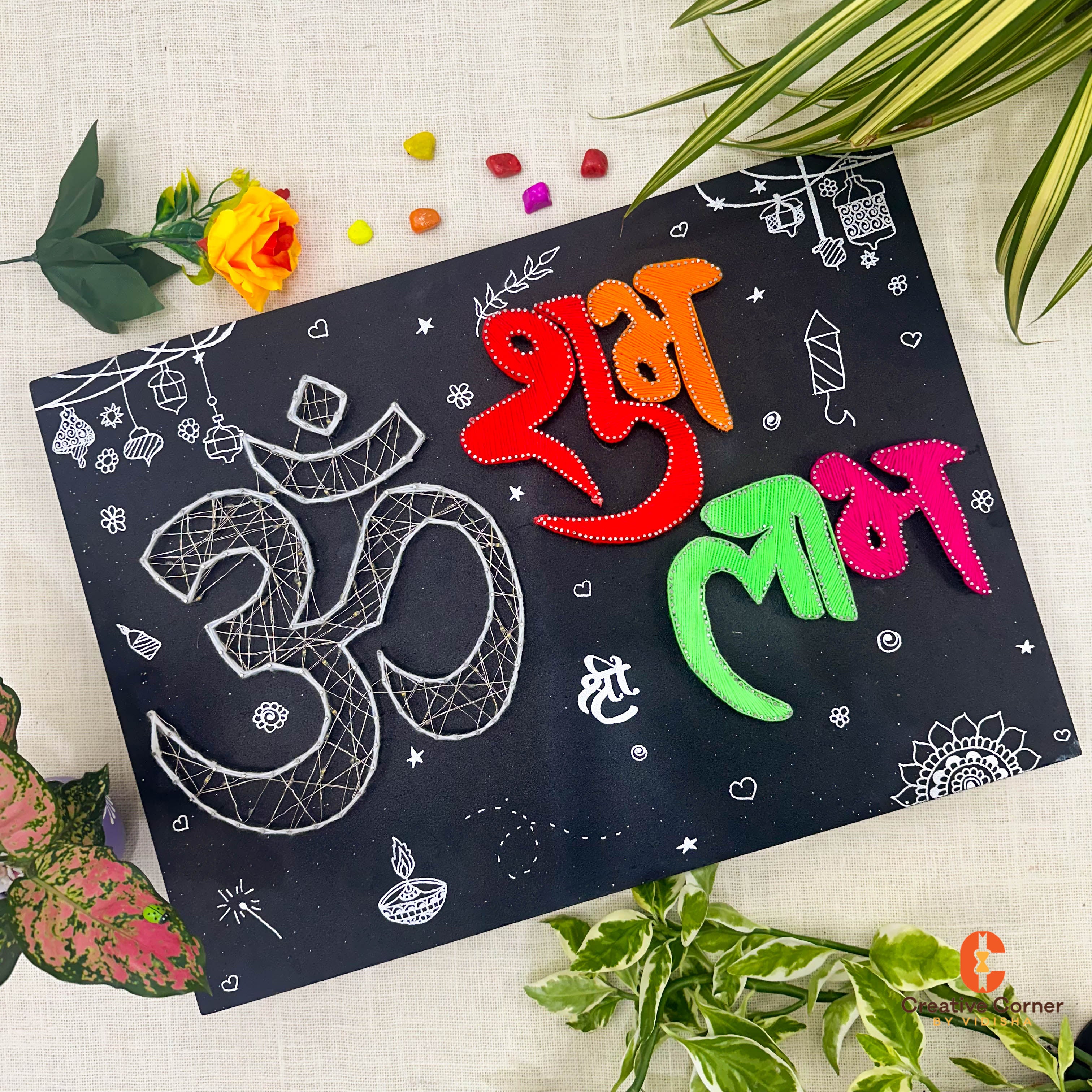 Buy Om Shubh Labh with lights String art Diwali decor