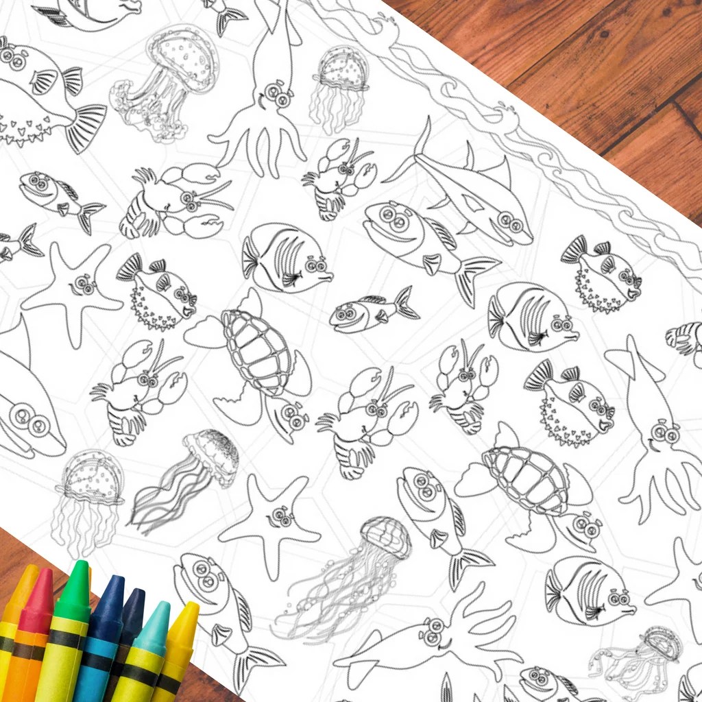 Under the Sea Coloring Tablecloth Creative Crayons