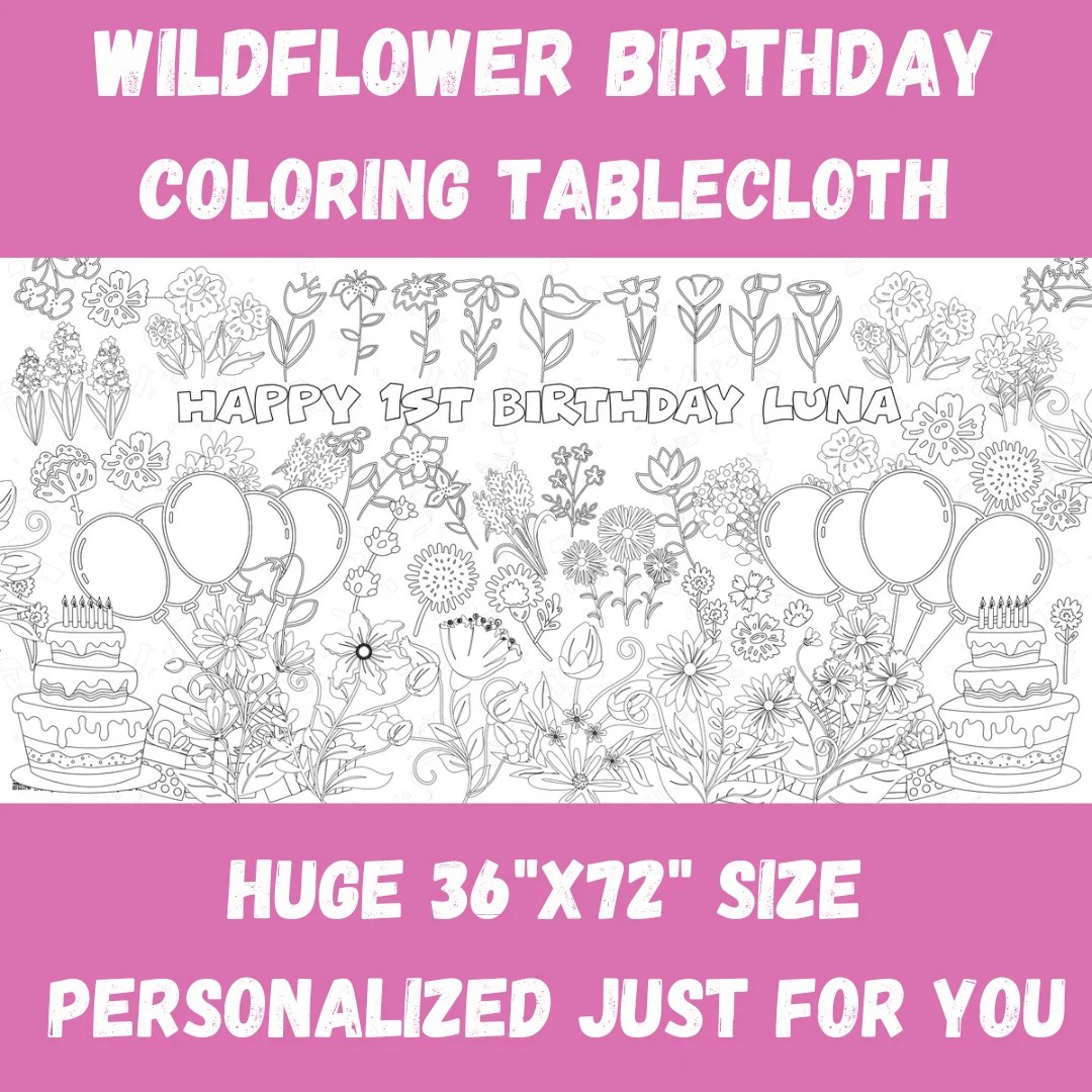 Wildflower Coloring Tablecloth Creative Crayons