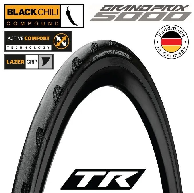 Continental Grand Prix 5000 S Tr Tubeless Ready Tyre - Black 700 X 25Mm - Creative Cycles Workshop