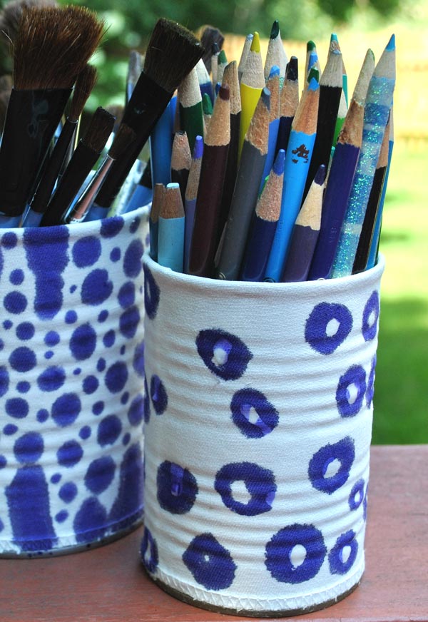 Blue and White Tin Can Art Project