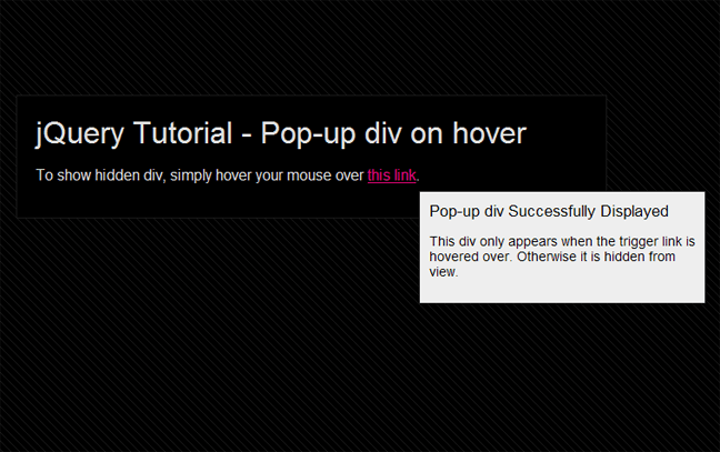 Create a Popup div in jQuery Creative Individual Design Blog