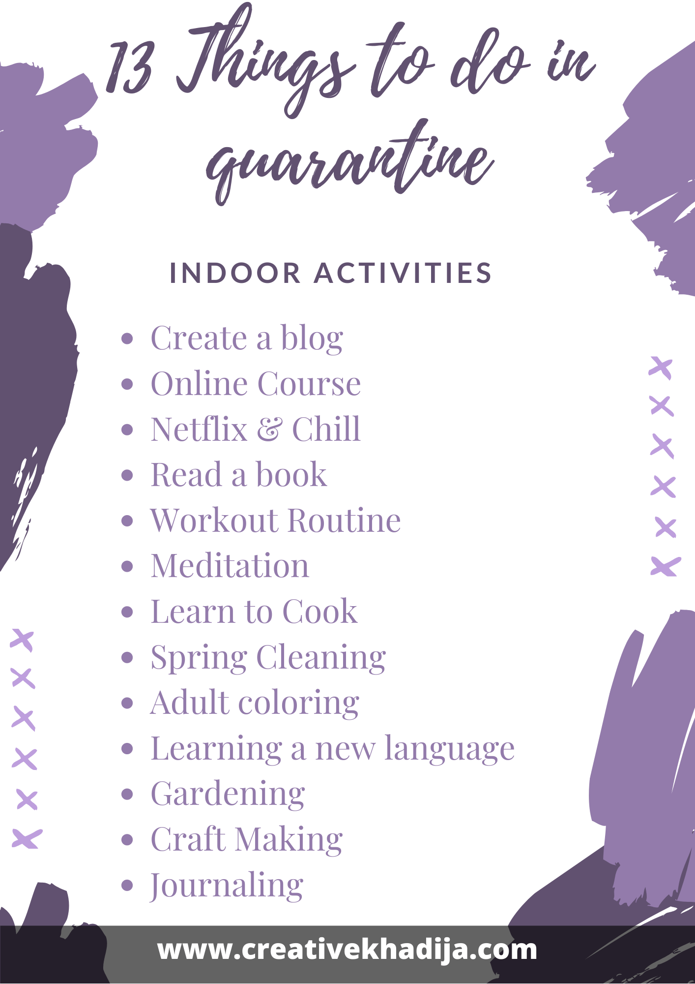 13IndoorActivitiesToDoWhileInquarantine Creative Khadija