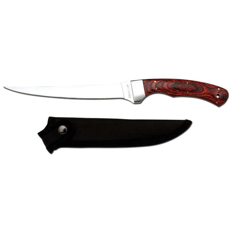 Wooden Handle Filet Knife with Sheath Creative Laser Specialties