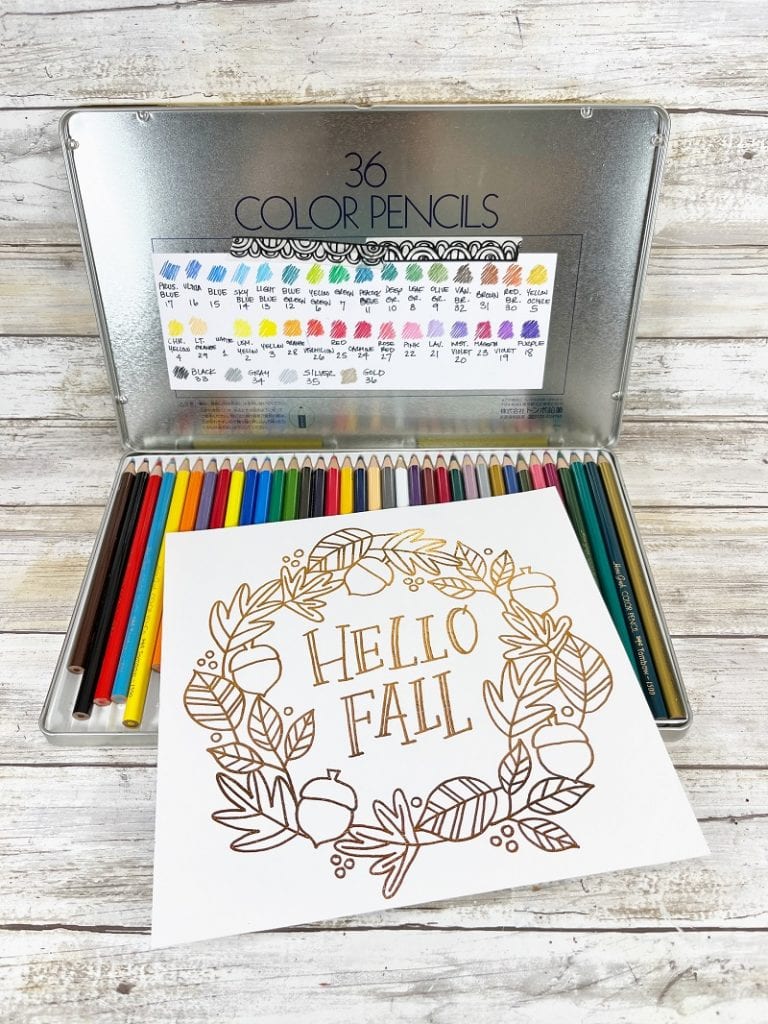 Foiled Hello Fall Wreath Hand-Drawn Free Printable