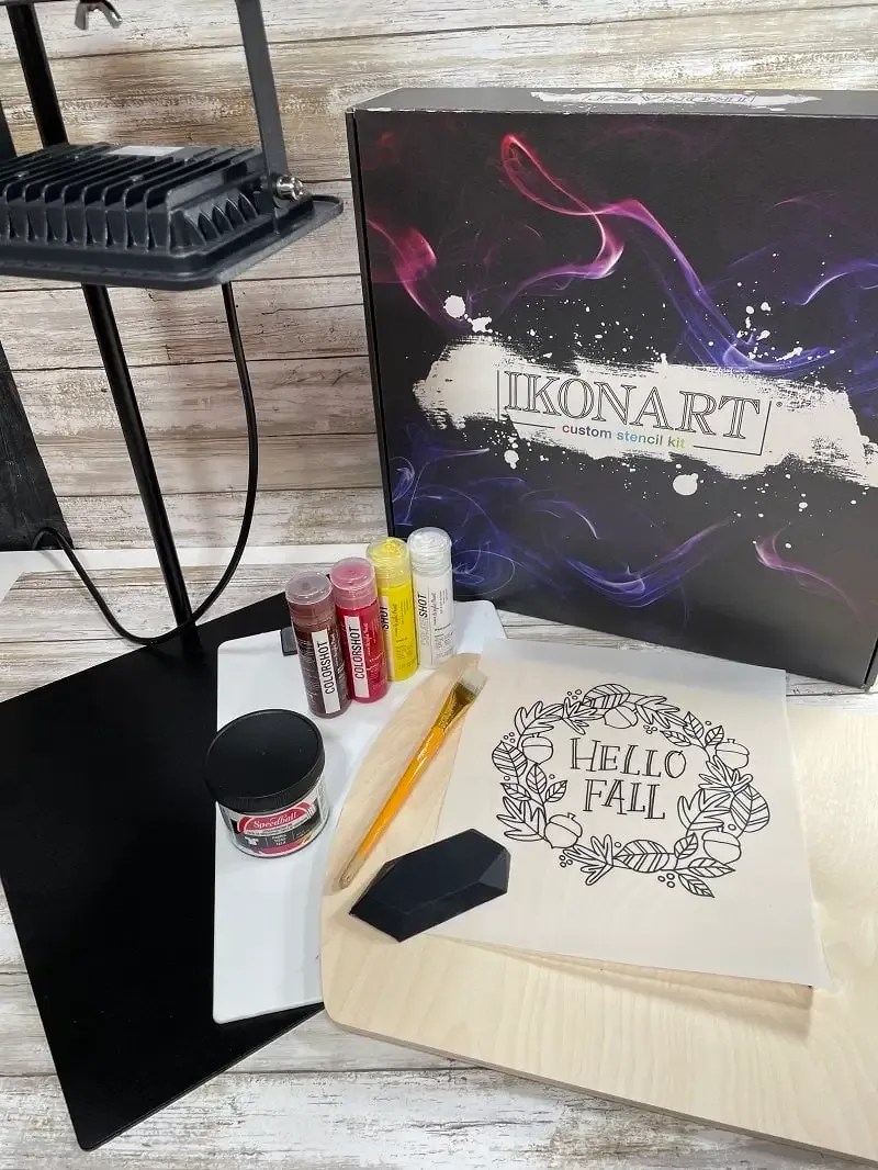 DIY Stenciled Fall Charcuterie Board with Ikonart Stencil Kit