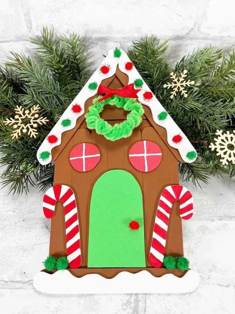 Dollar Tree Christmas Craft Stick Gingerbread House