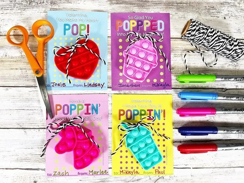 Free Printable Pop It Valentine Cards (8 Colorful Versions)
