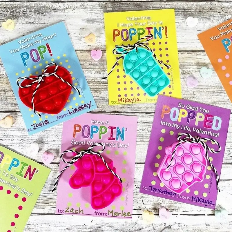 Free Printable Pop It Valentine Cards (8 Colorful Versions)