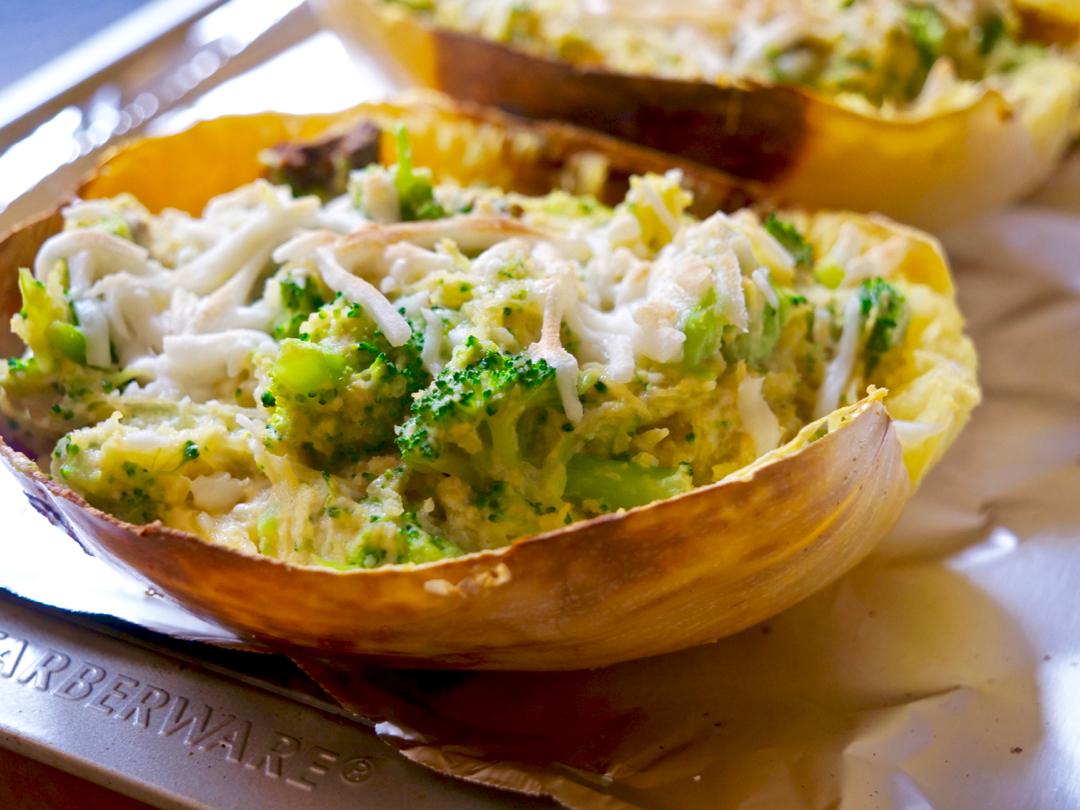 Vegan Alfredo Spaghetti Squash with Broccoli Creatively Delish