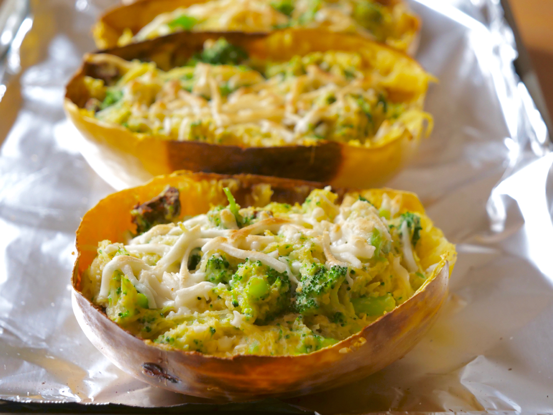 Vegan Alfredo Spaghetti Squash with Broccoli Creatively Delish