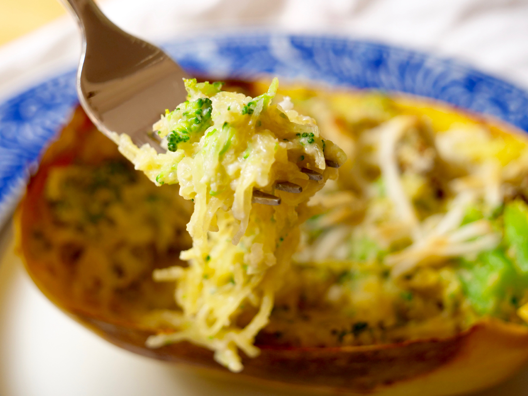 Vegan Alfredo Spaghetti Squash with Broccoli Creatively Delish