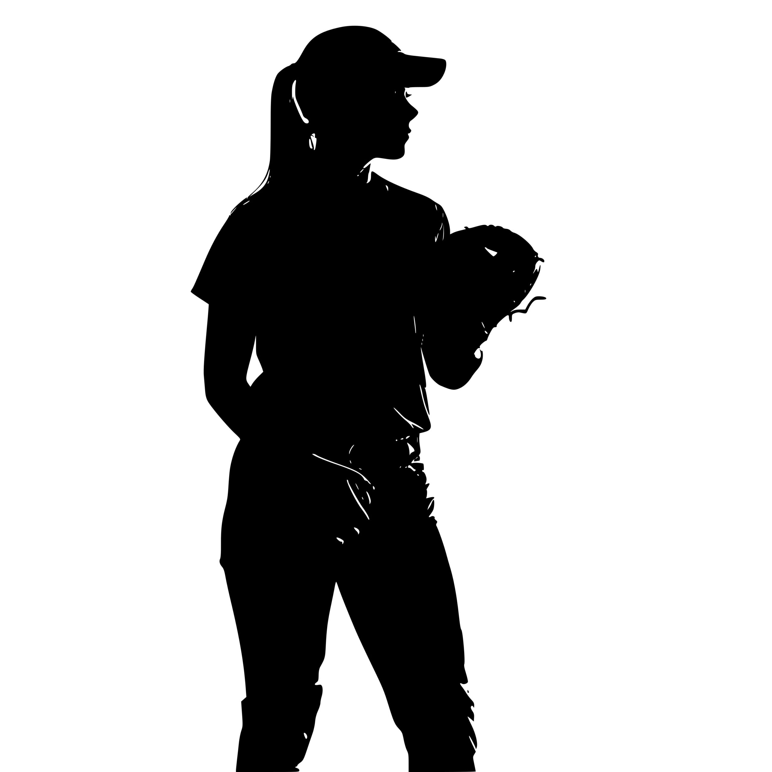 Softball Player Silhouette SVG Image for Cricut and Silhouette Machines