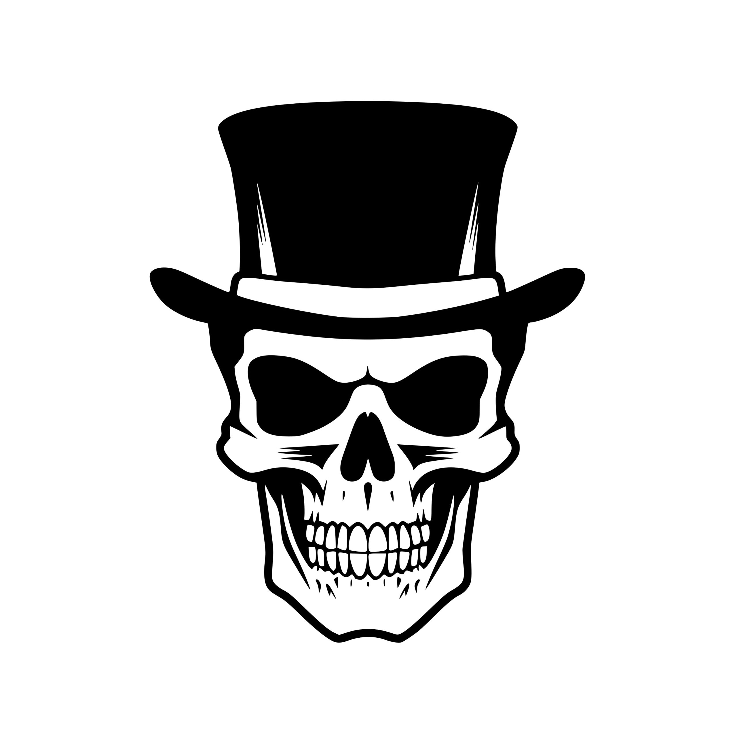 Skull in Top Hat SVG File for Cricut, Silhouette, Laser Machines