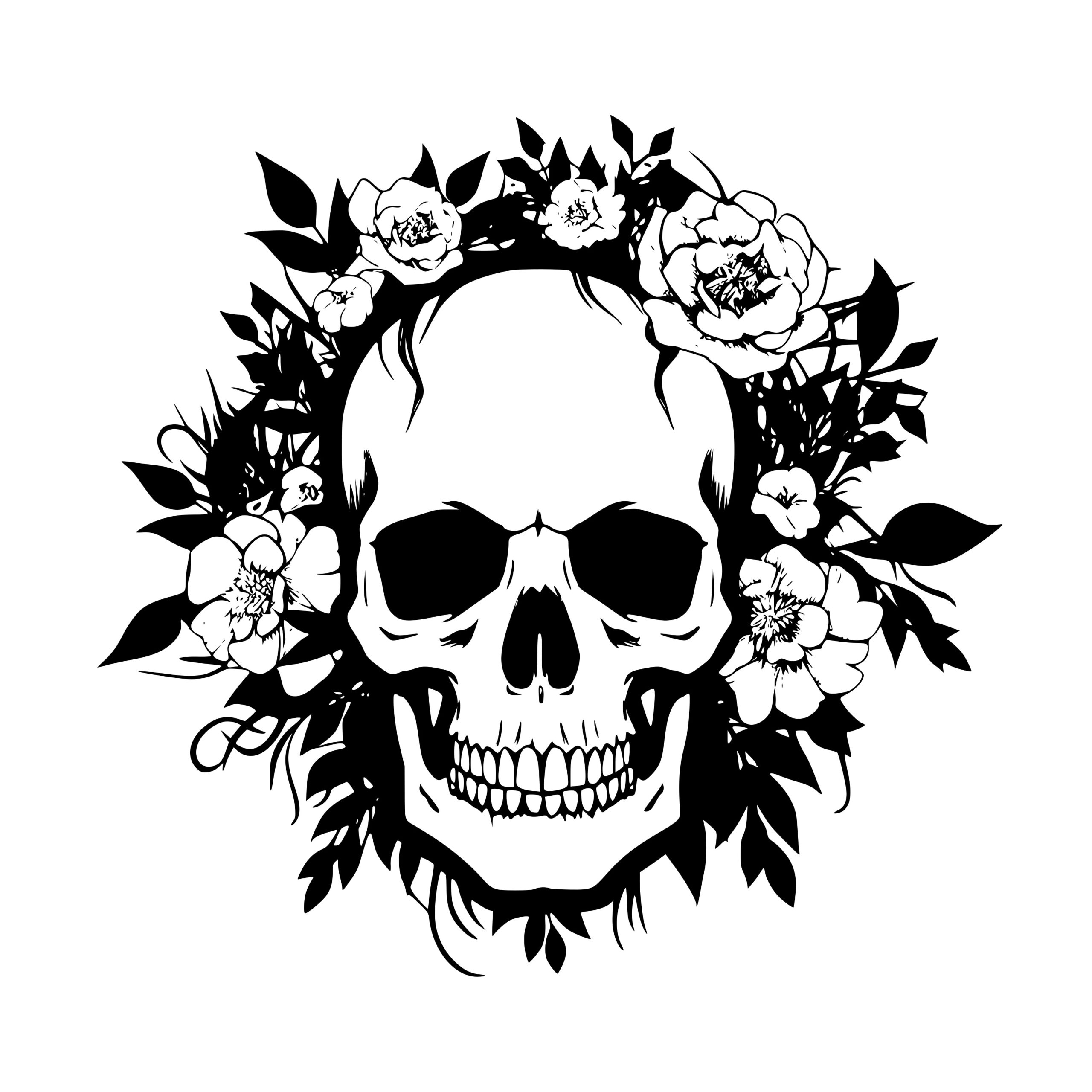 Flower Crown Skull SVG, PNG, DXF Image for Cricut and Silhouette