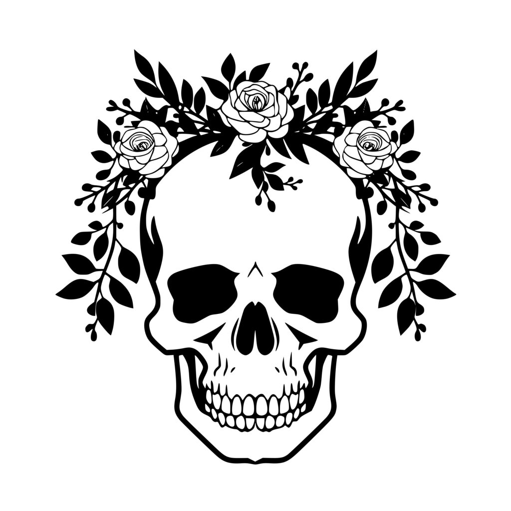 Flower Crown Skull Image SVG, PNG, DXF for Cricut, Silhouette, Laser